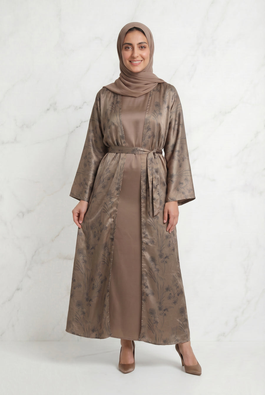 Samira Satin Abaya 655 Col 2 Brown