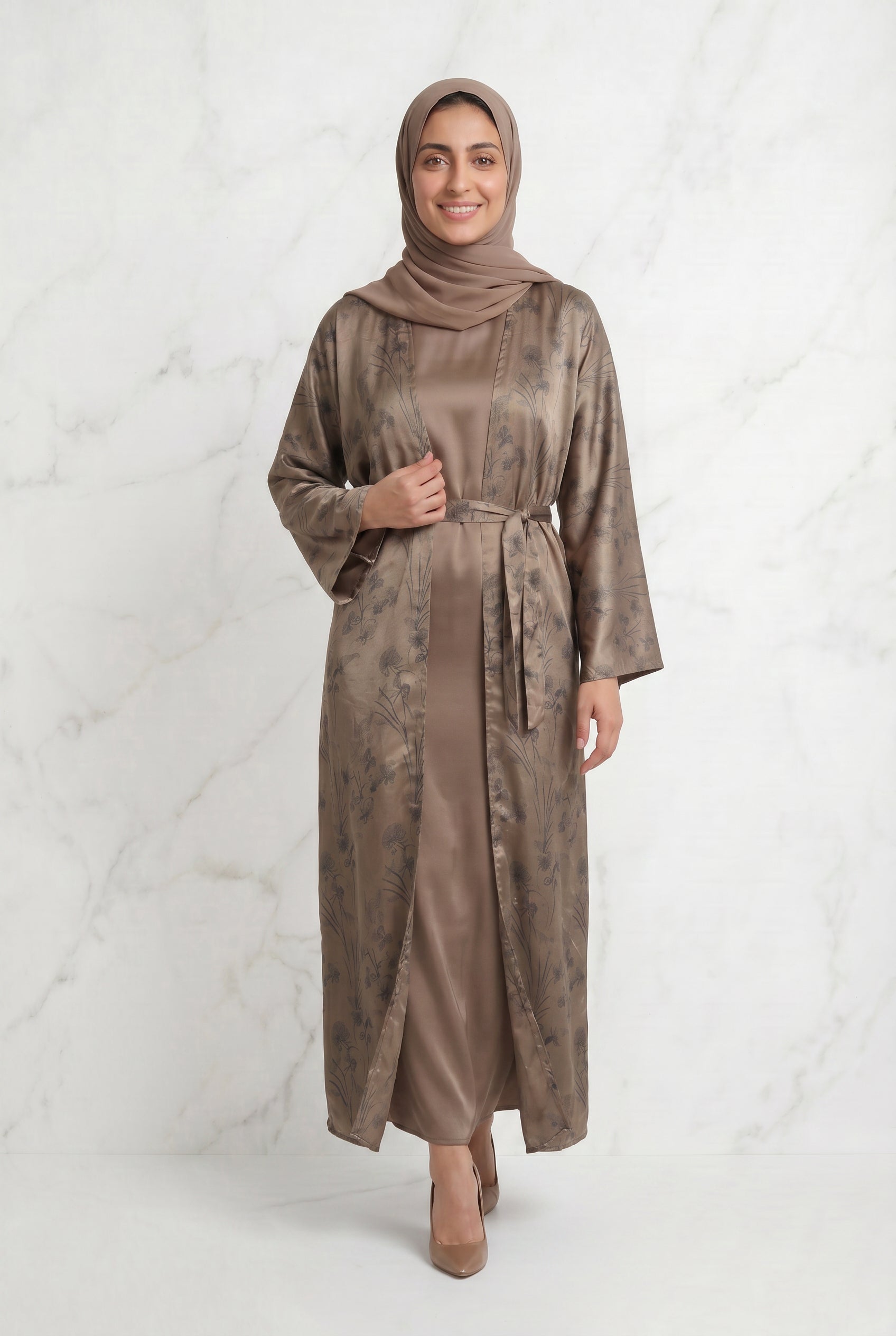 Samira Satin Abaya 655 Col 2 Brown