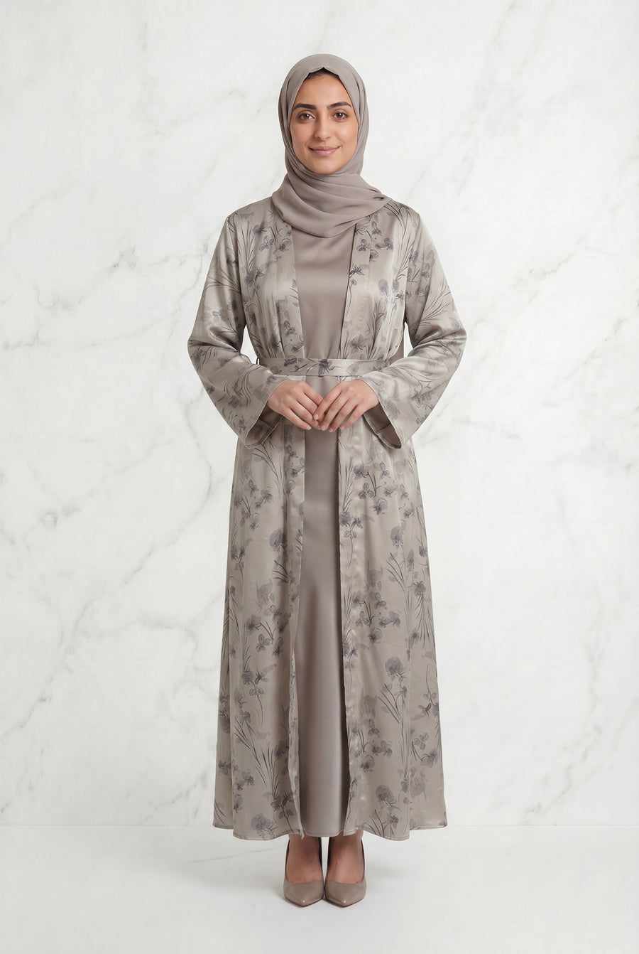 Samira Satin Abaya 655 Col 1 Ivory