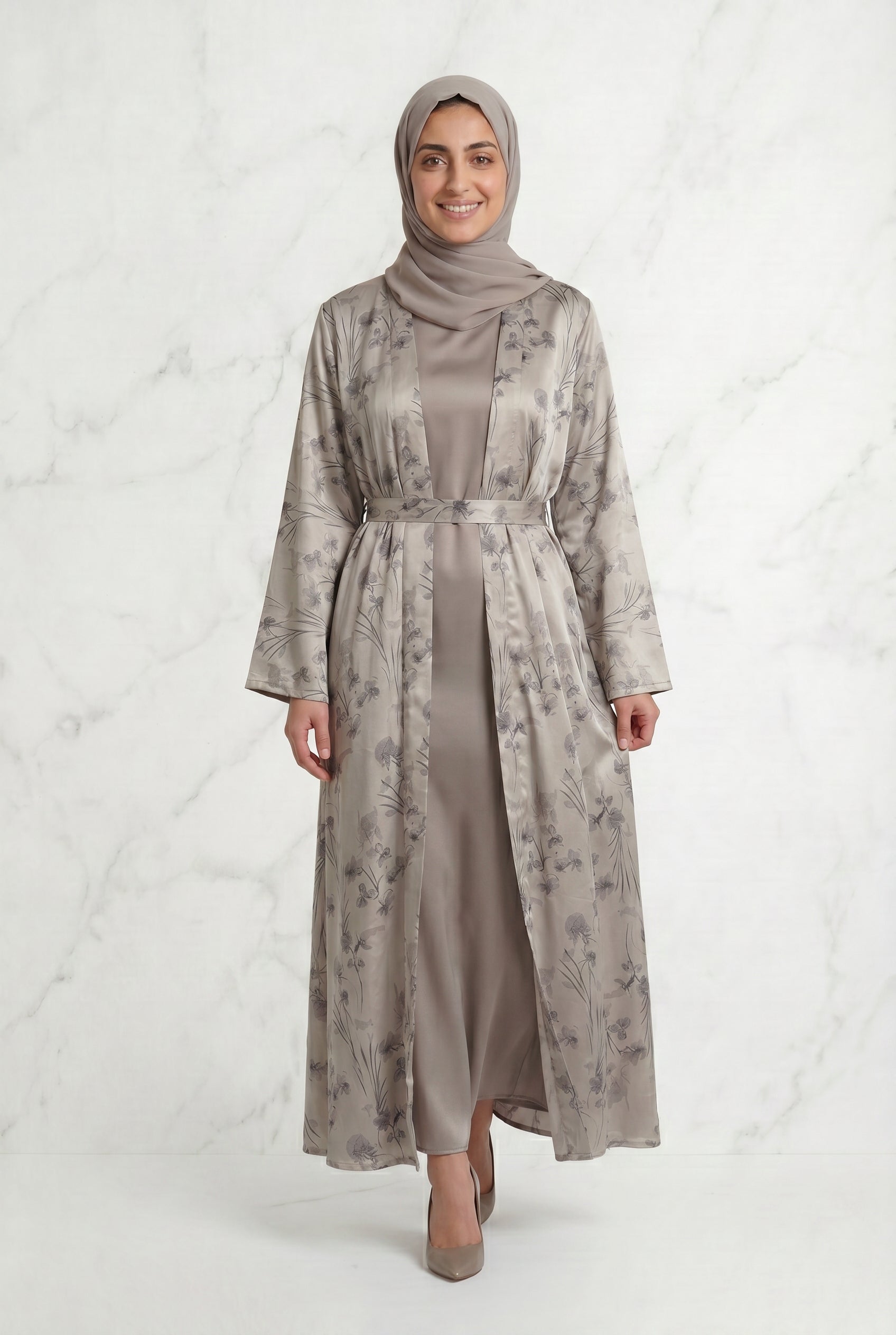 Samira Satin Abaya 655 Col 1 Ivory