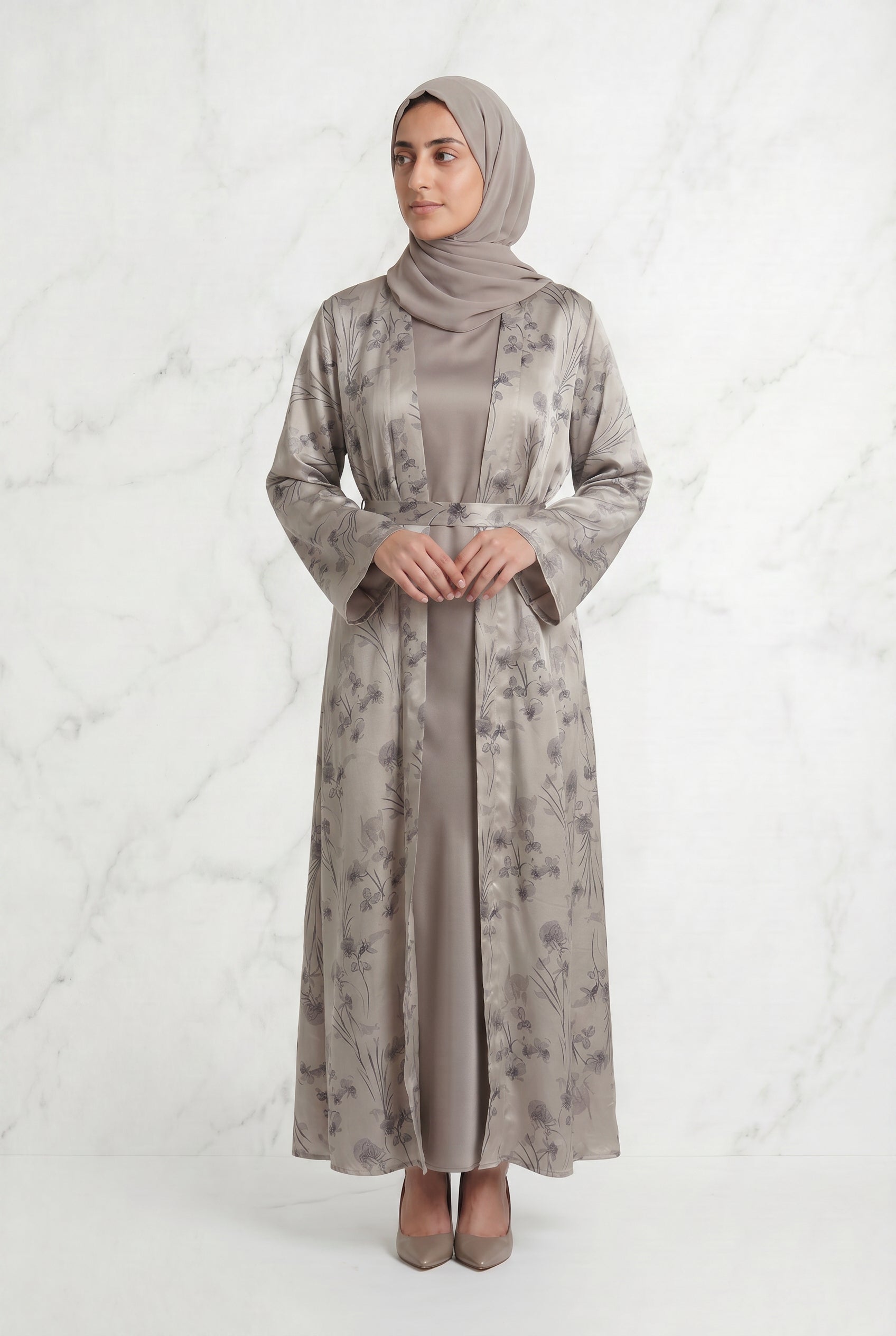 Samira Satin Abaya 655 Col 1 Ivory