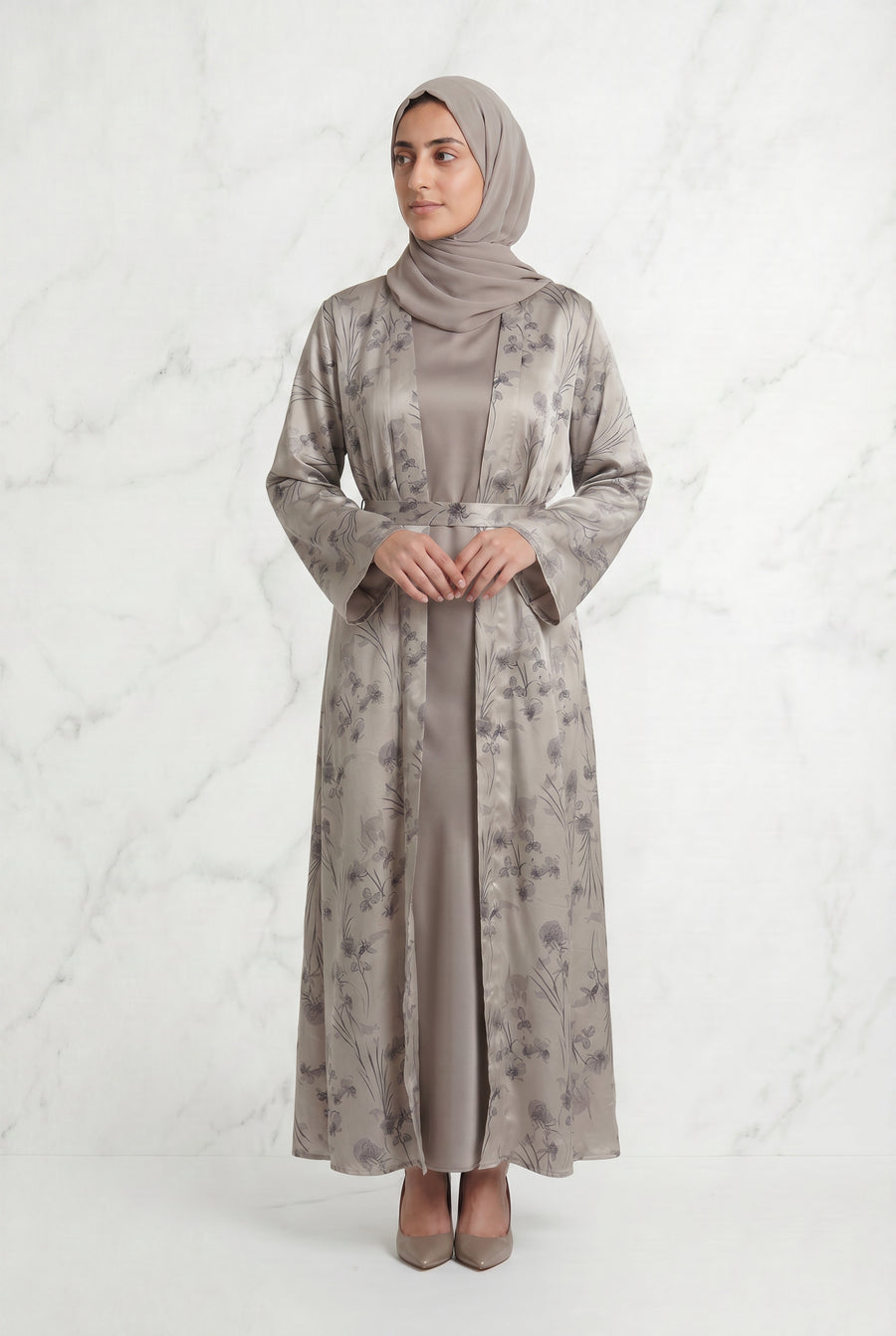 Samira Satin Abaya 655 Col 1 Ivory
