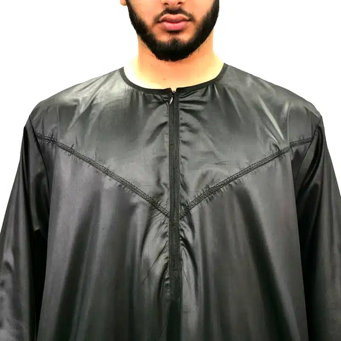 Omani Men's Triple Black Thobe 1501