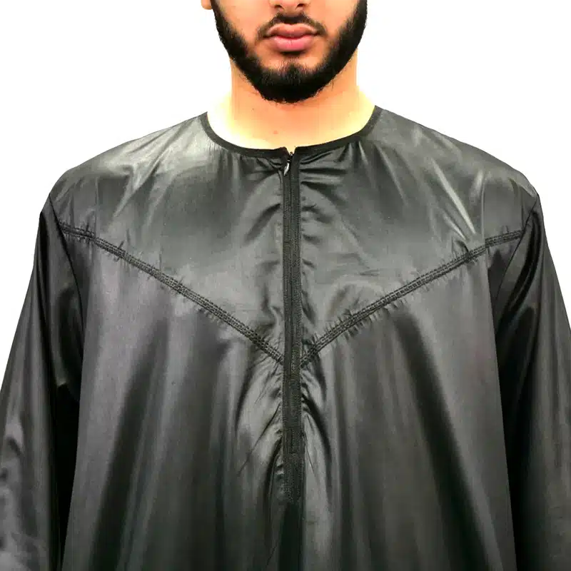 Omani Men's Triple Black Thobe 1501