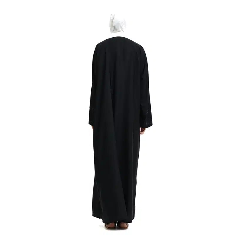 Faiza Beaded Sleeve Black Abaya