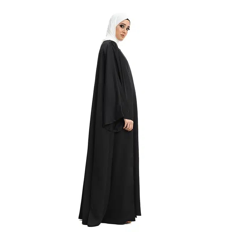 Two Piece Loose-fit Satin Black Kimono