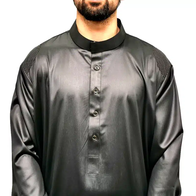 Men's Collared Triple Black Thobe 835