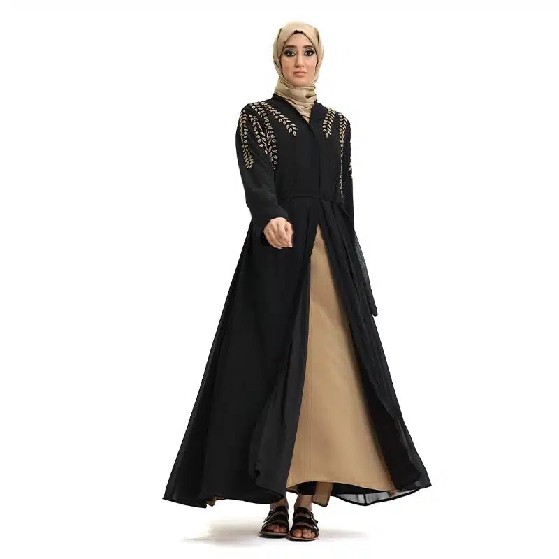 Fozia Diamond Beaded Black Kimono