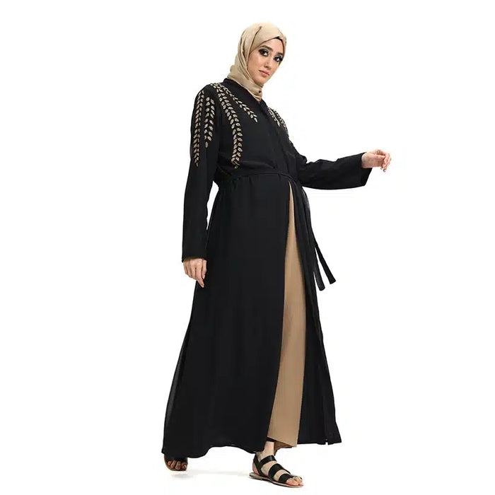 Fozia Diamond Beaded Black Kimono
