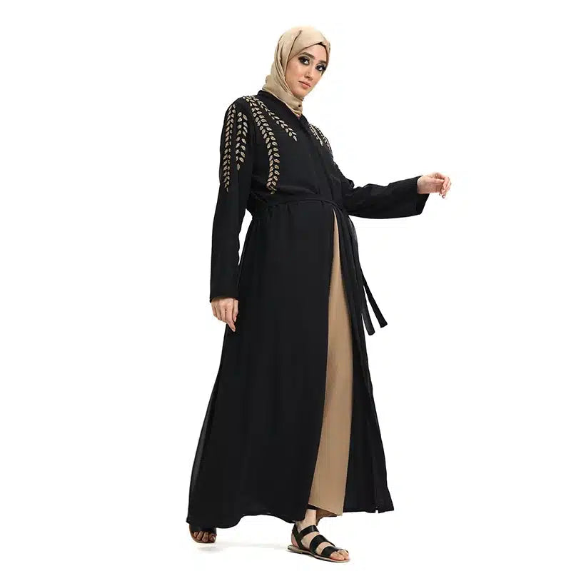 Fozia Diamond Beaded Black Kimono