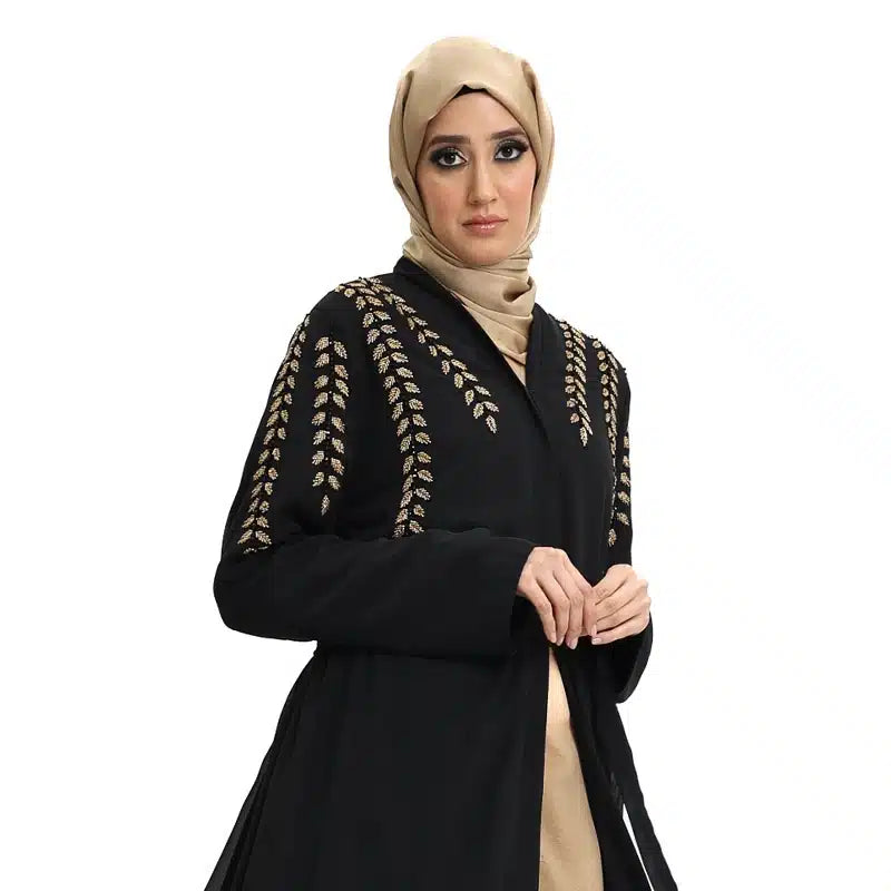 Fozia Diamond Beaded Black Kimono