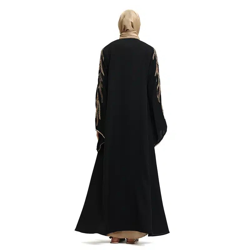 Elasticated Sleeve Black Kimono