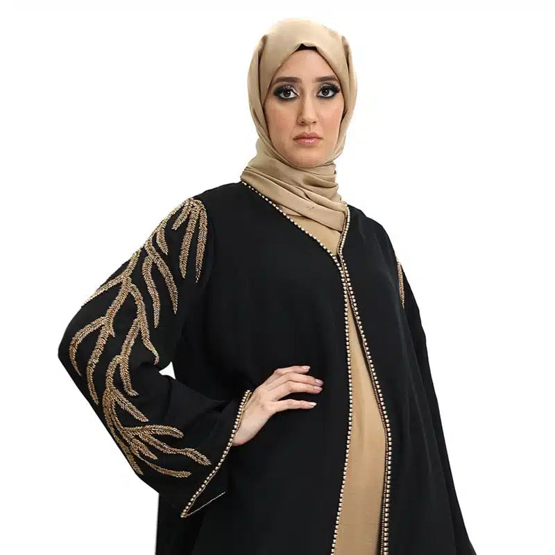 Chiffon Black & Gold Embroidered Kimono