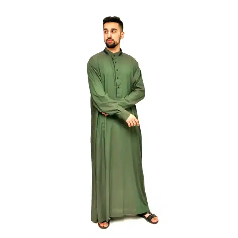 Men's Collared Textured Pistachio Thobe 651- 4 image 0