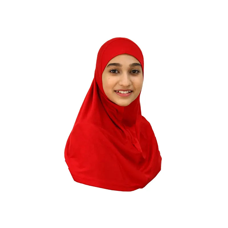 Red Girls Hijab - Medium Size