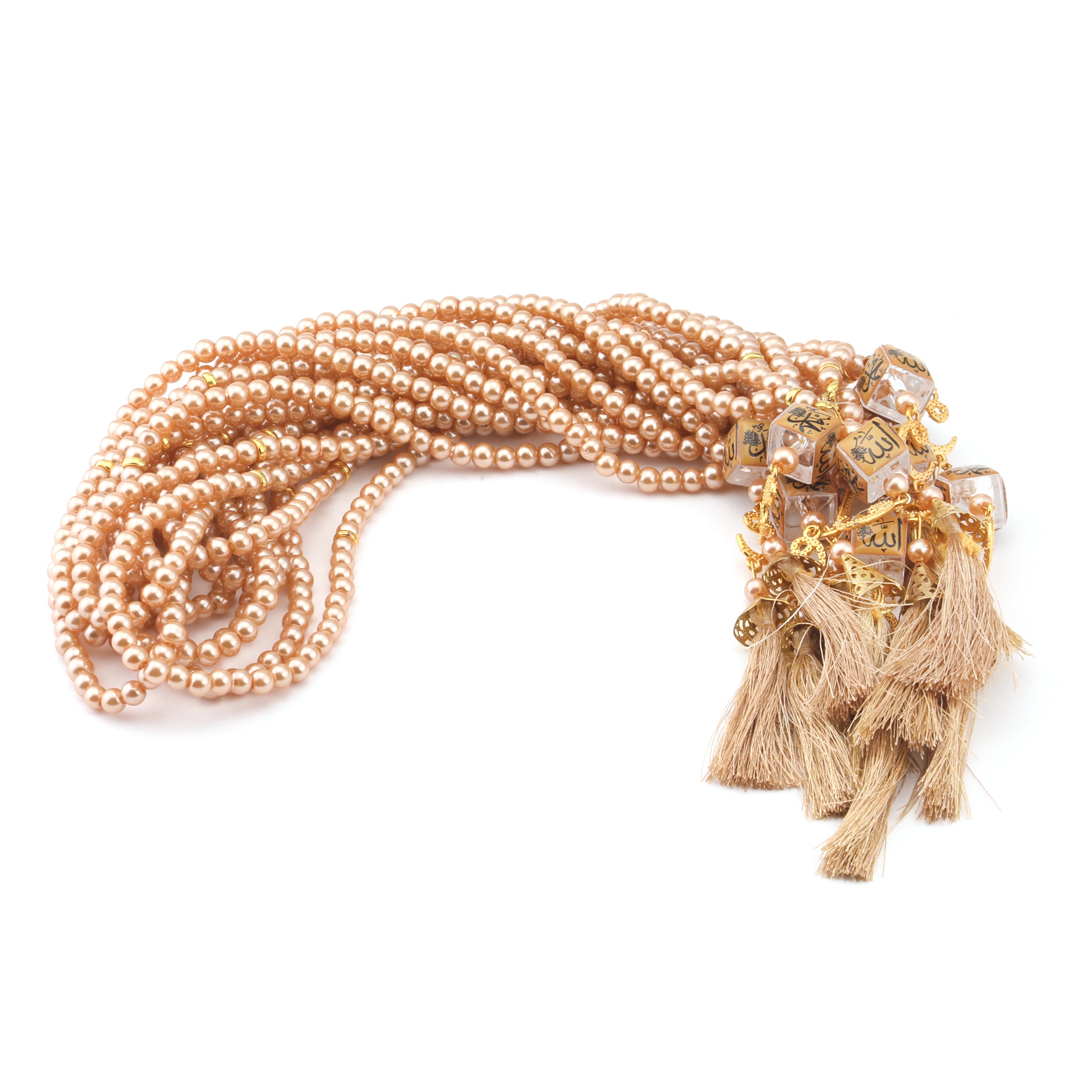 100 Bead Cube Kabah Allah & Muhammad Tasbih Gold