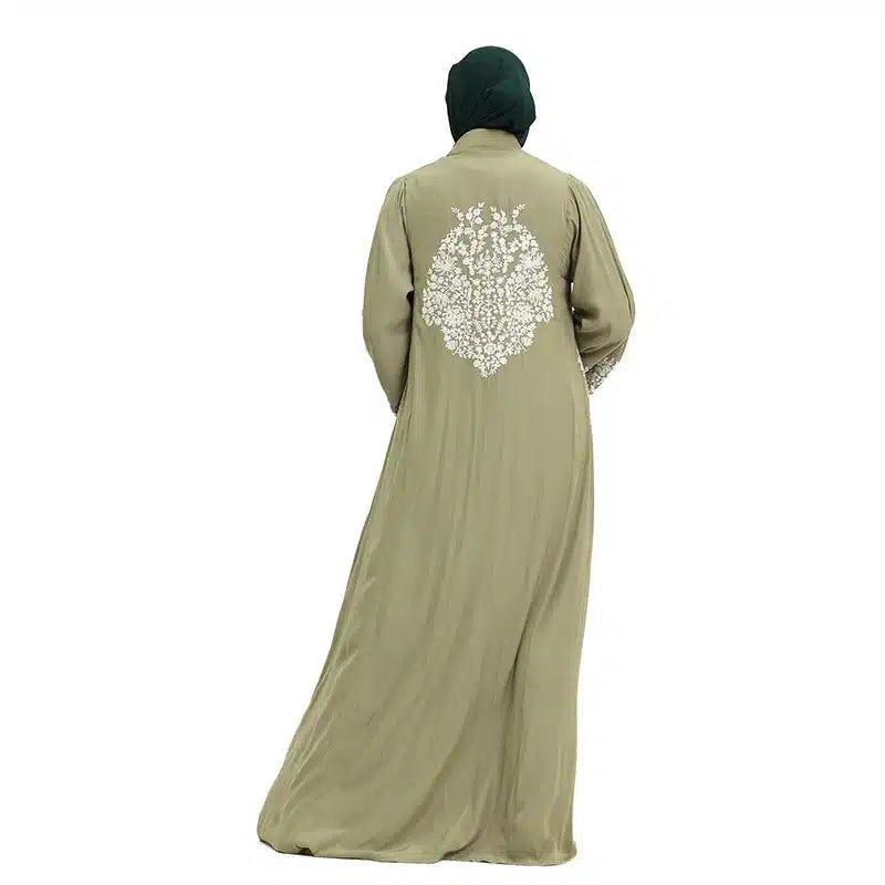 Florescent Olive Handcrafted Embroidered Kimono