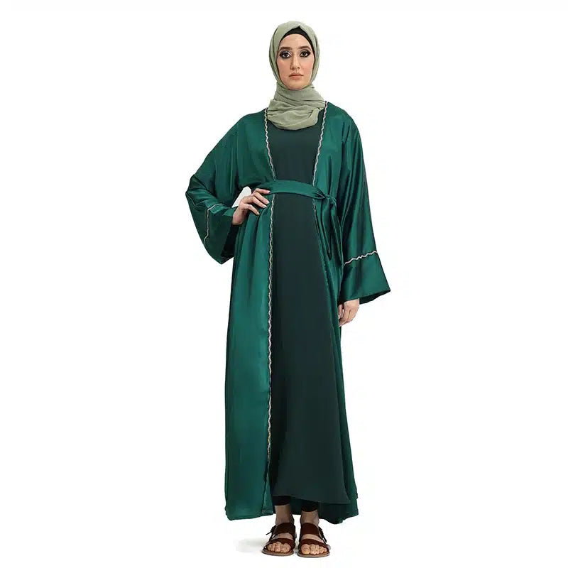 Detailed 2 Piece Emerald Abaya Set AM381-18