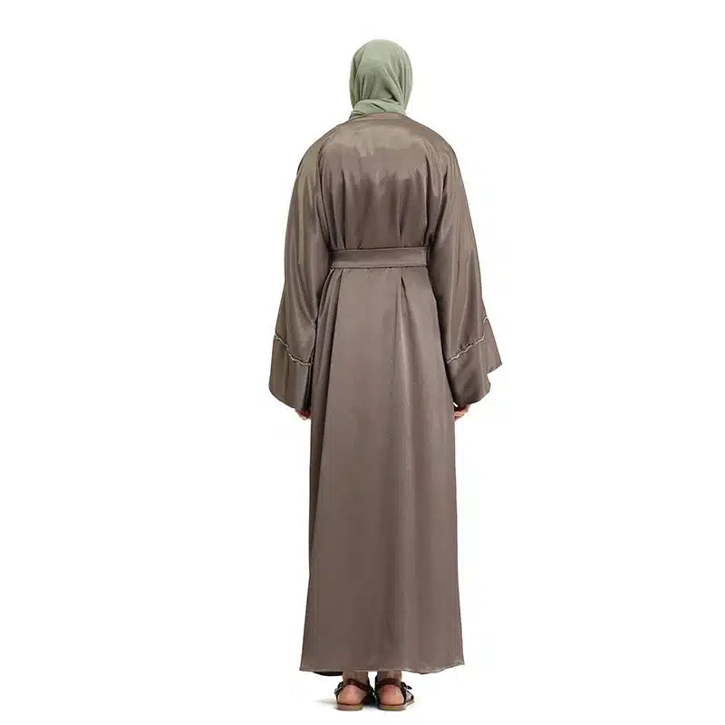 Detailed 2 Piece Coffee Kimono Set