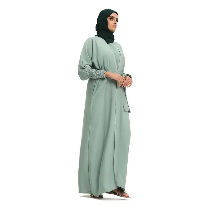Elasticated Sleeve Light Green Kimono