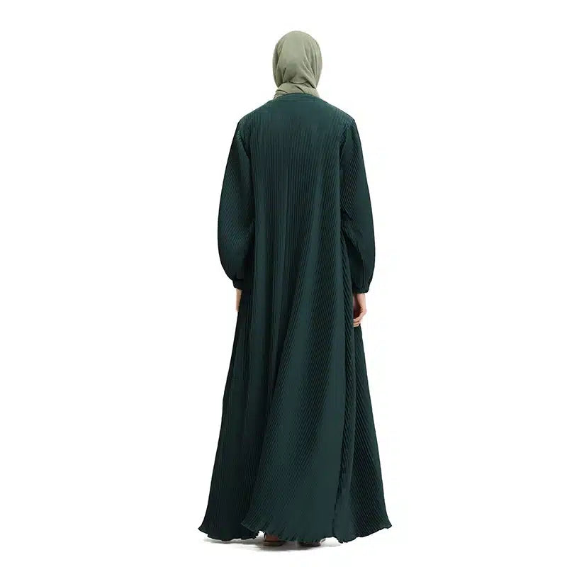Pleated 2 Piece Emerald Chiffon Kimono Set