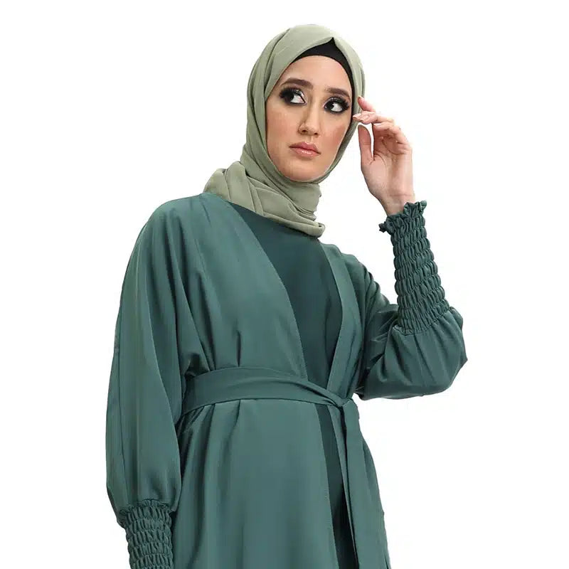 Elasticated Sleeve Bottle Green Kimono