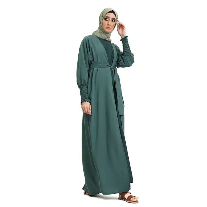 Elasticated Sleeve Bottle Green Kimono