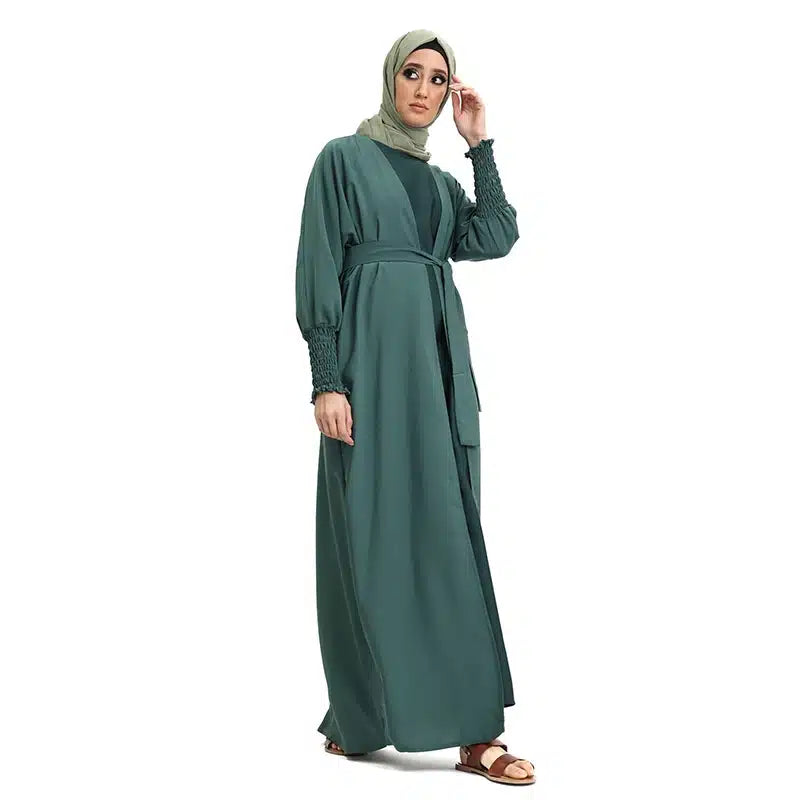 Elasticated Sleeve Bottle Green Kimono