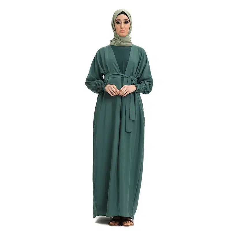 Elasticated Sleeve Bottle Green Kimono