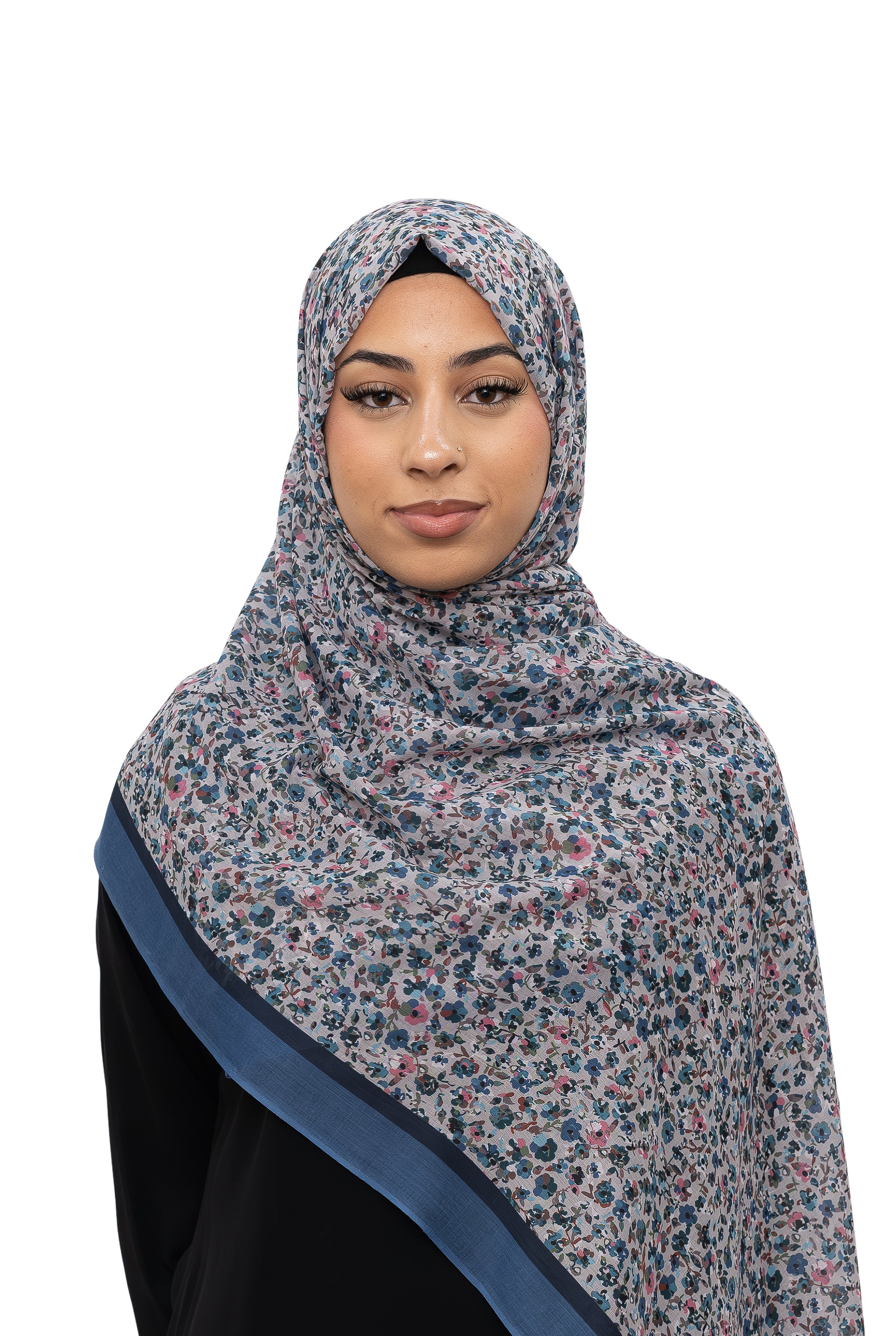 Exclusive Cotton Print Hijab Floral Multi Blue Col 18