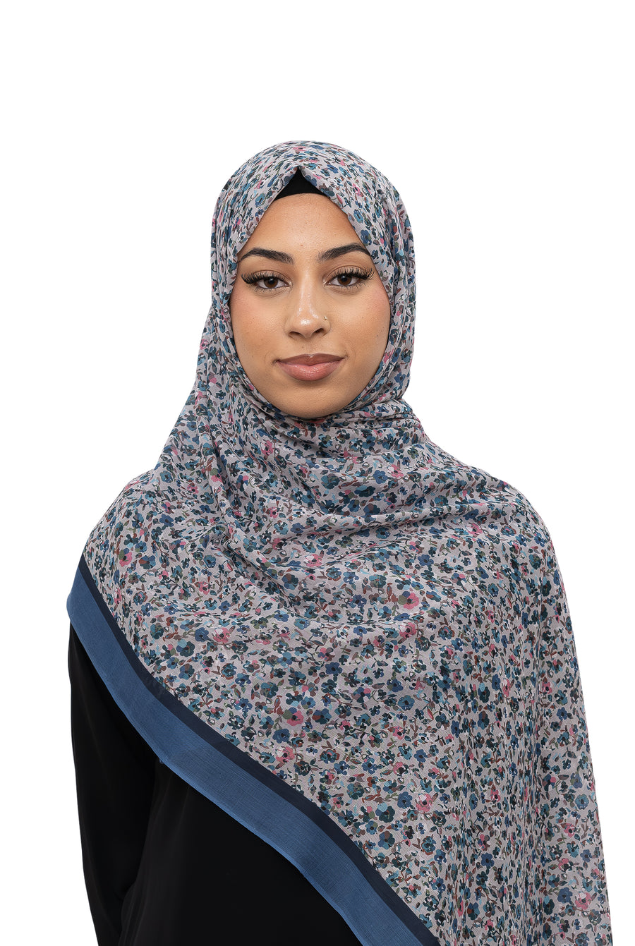 Exclusive Cotton Print Hijab Floral Multi Blue Col 18