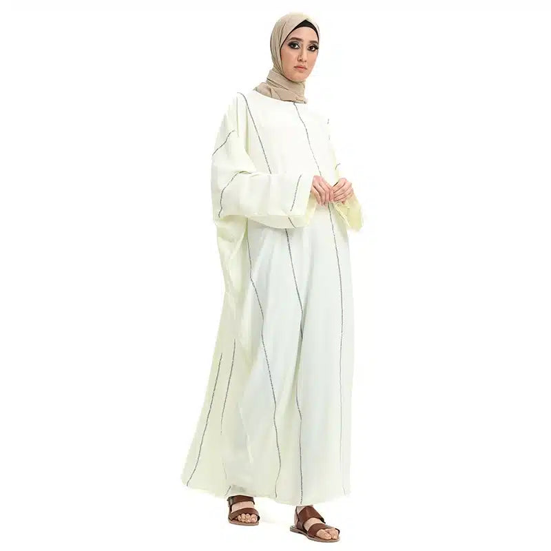 Women's Sequence Batwing Cream Abaya