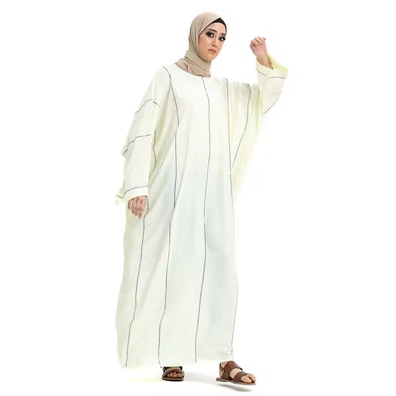 Women's Sequence Batwing Cream Abaya