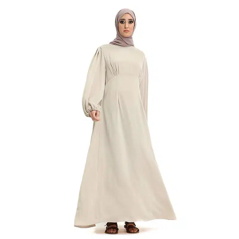 Pleated Satin Maxi Coffee Cream Dress