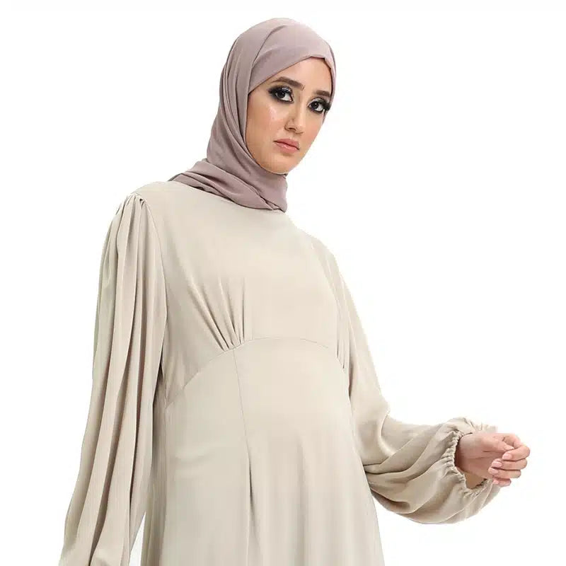 Pleated Satin Maxi Coffee Cream Dress