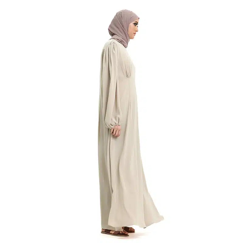 Pleated Satin Maxi Coffee Cream Dress