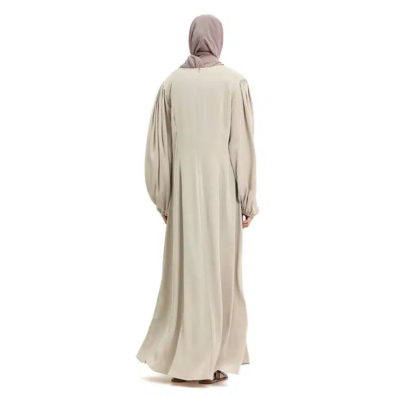 Pleated Satin Maxi Coffee Cream Dress