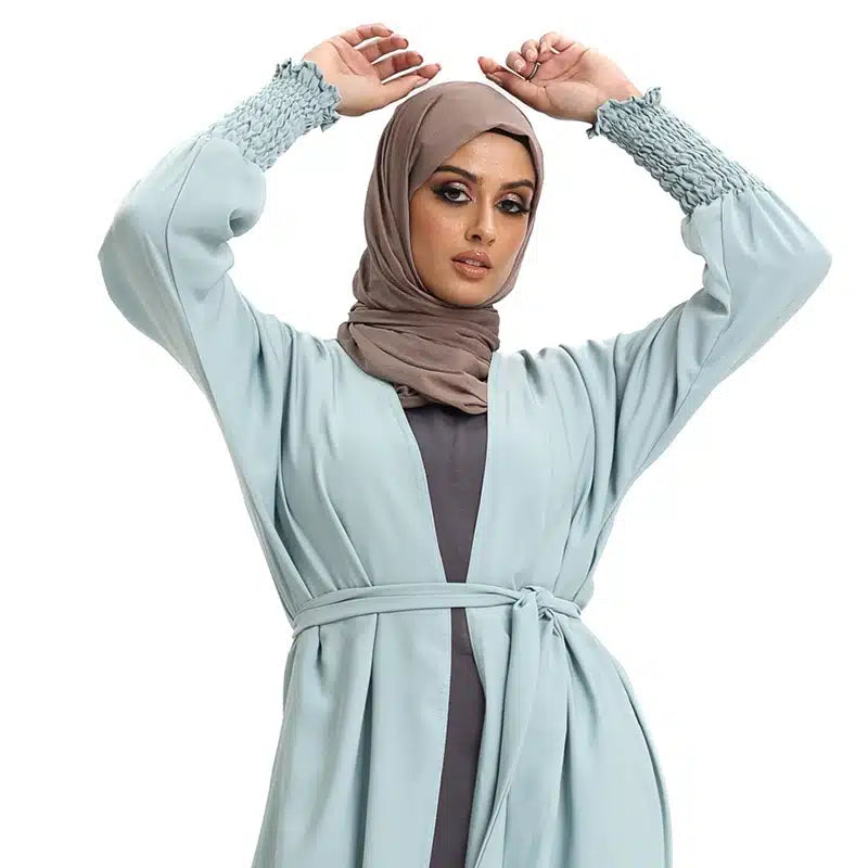 Elasticated Sleeve Sky Blue Kimono