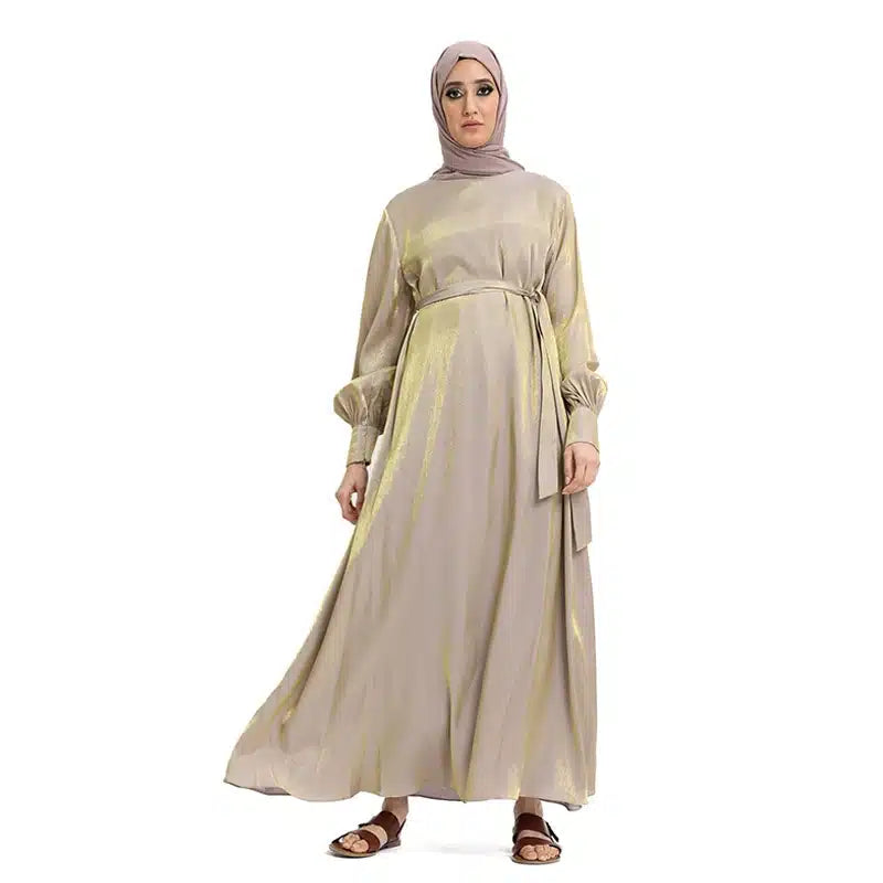 Moonlight Belted Gold Abaya Dress
