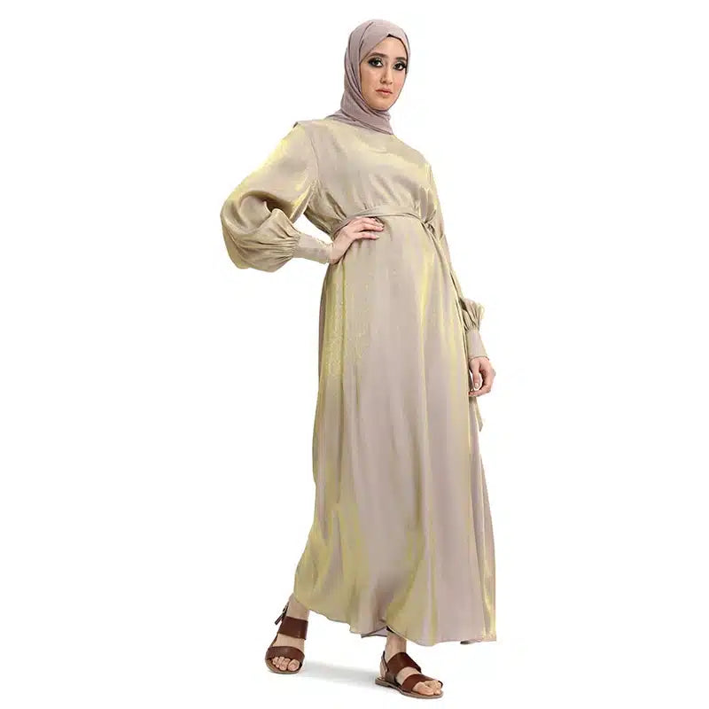 Moonlight Belted Gold Abaya Dress