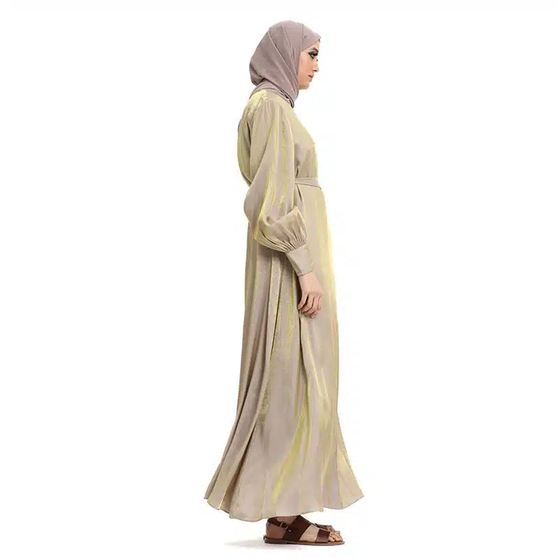 Moonlight Belted Gold Abaya Dress