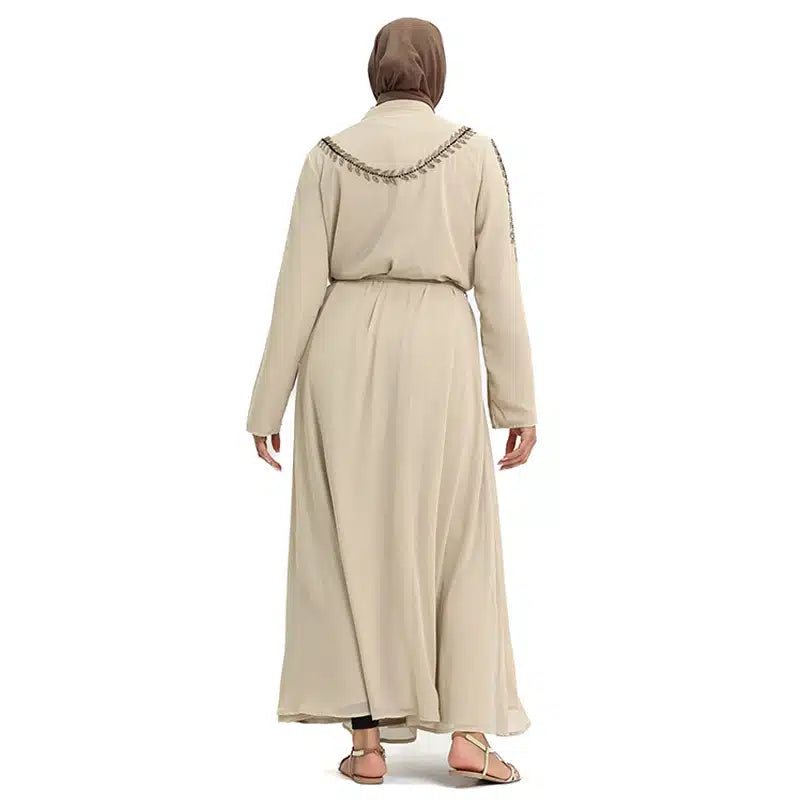Fozia Diamond Beaded Beige Kimono