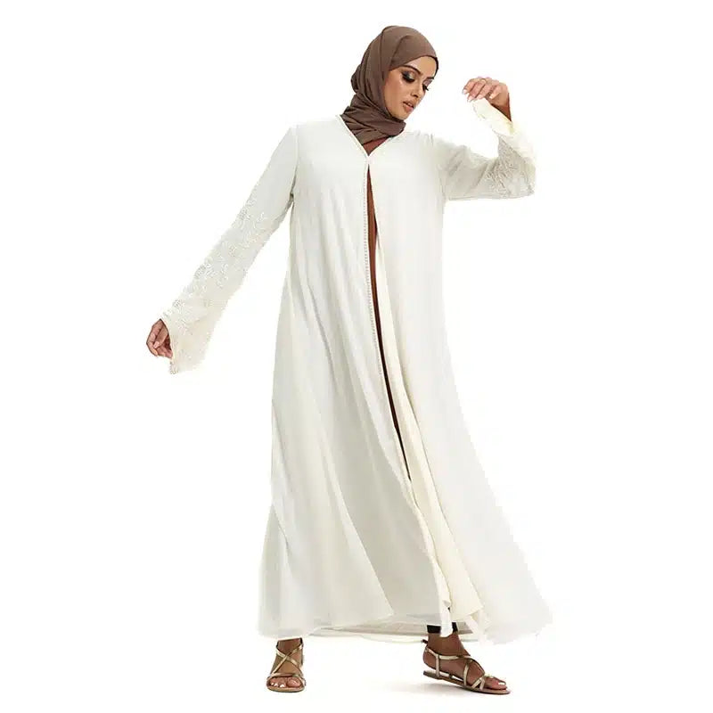 Hina Pearl Chiffon White Beaded Kimono