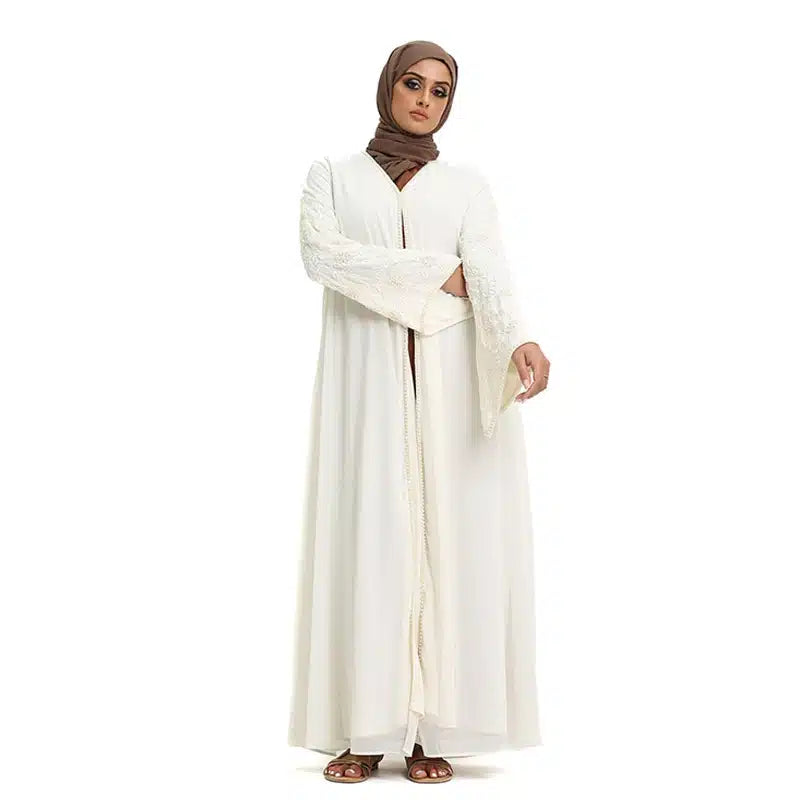 Hina Pearl Chiffon White Beaded Kimono