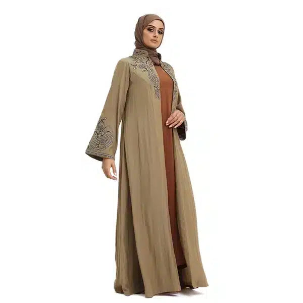Light Brown Handcrafted Embroidered Kimono