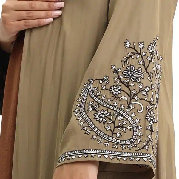 Light Brown Handcrafted Embroidered Kimono