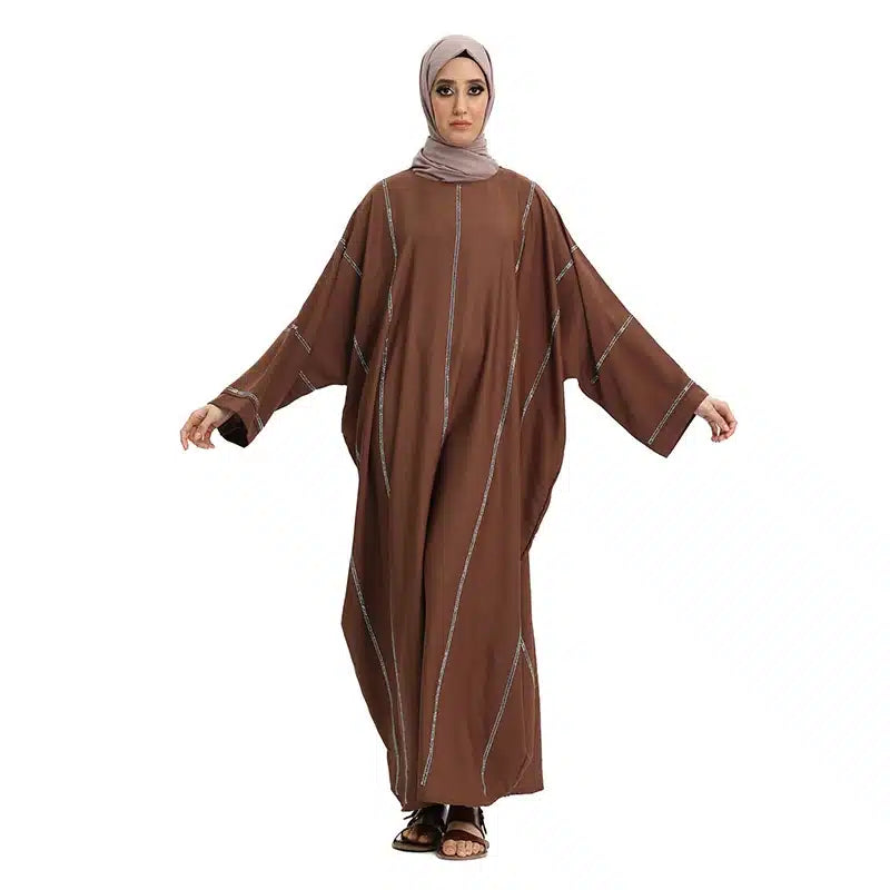 Women's Sequence Batwing Brown Abaya