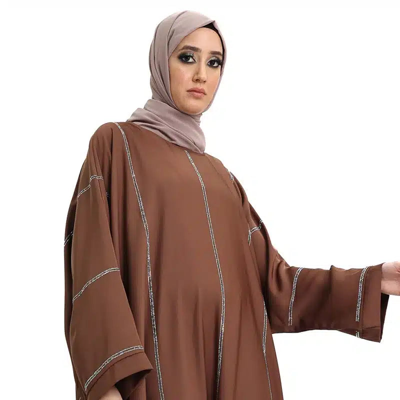 Women's Sequence Batwing Brown Abaya