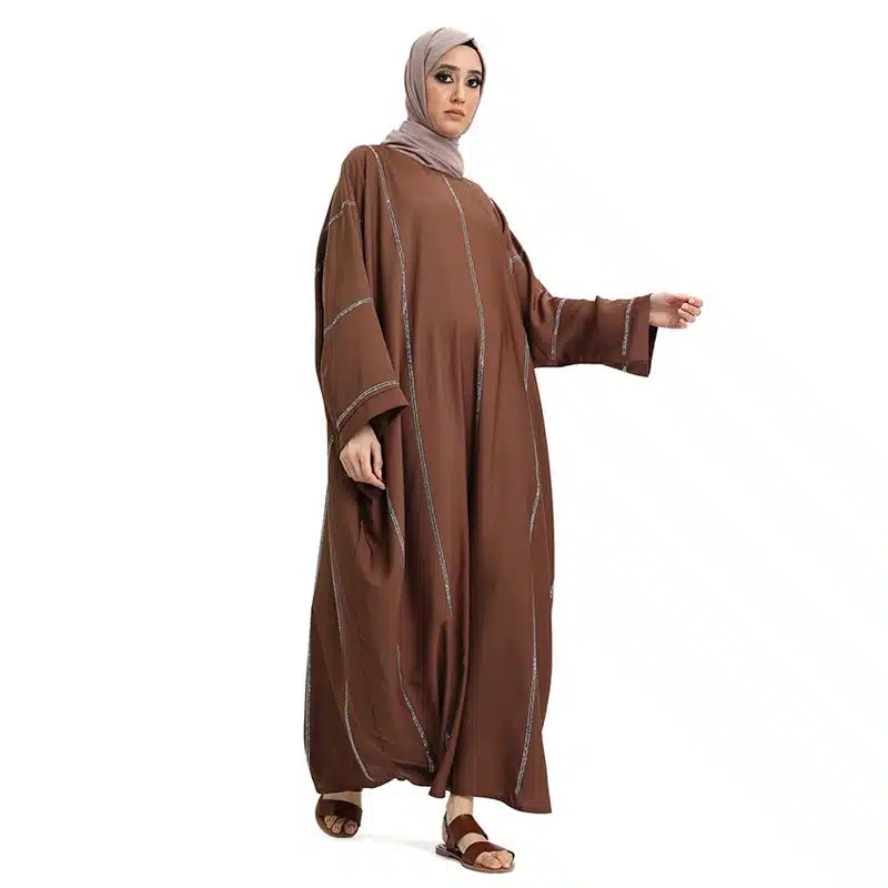 Women's Sequence Batwing Brown Abaya