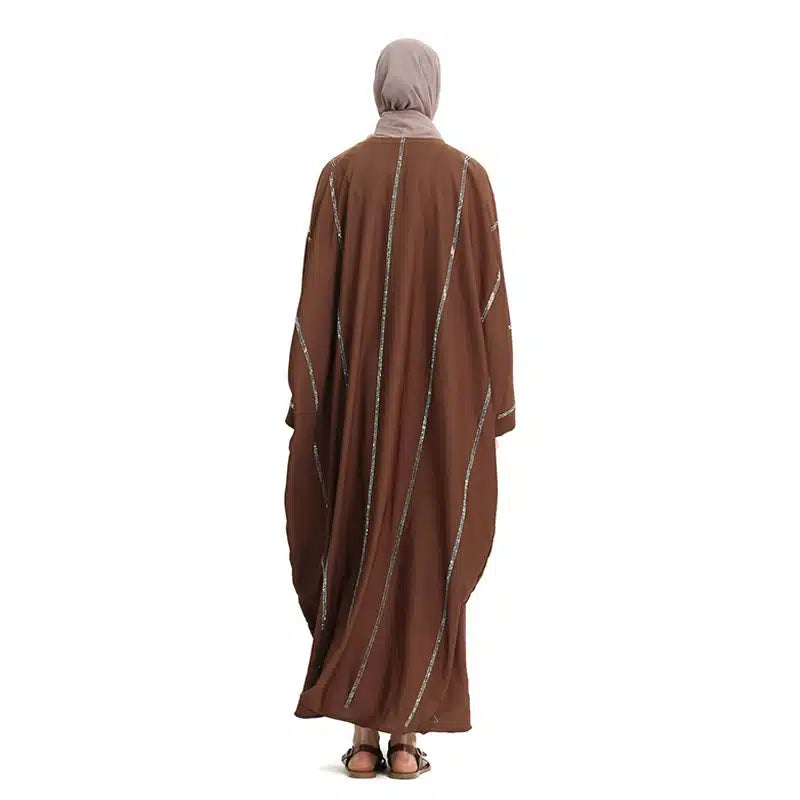 Women's Sequence Batwing Brown Abaya